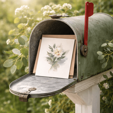 A real card in a real mailbox.